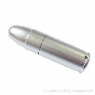 Bullet-shaped USB Flash Drive with Keychain, No External Power is Required